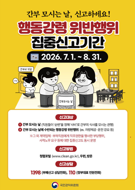간부 모시는 날, 행동강령 위반행위 집중신고기간